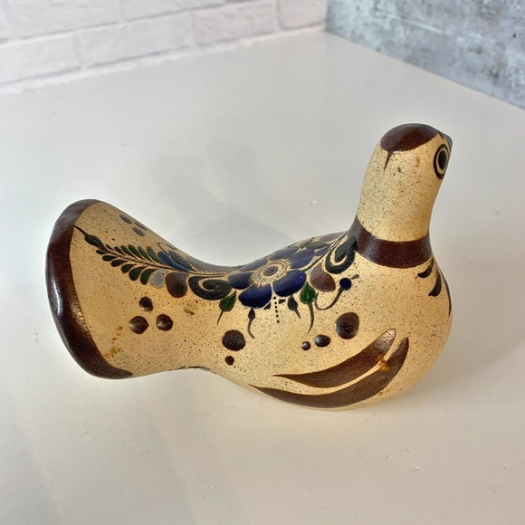 VTG Netzi Bird Dove Pottery Figurine Mexico Floral Corcho Hand Made - Picture 4 of 11